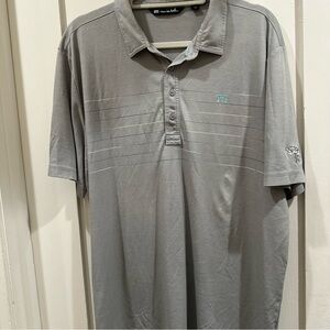 Travis Mathew Light Gray Polo with Subtle Stripe Detail